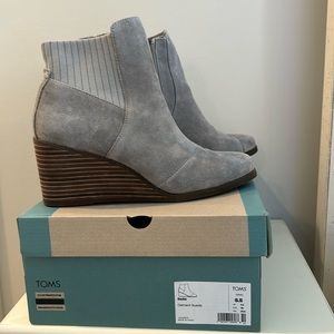 TOMS Sadie Cement Suede Wedge Boots